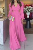 Pure Pink V-Neck Maxi Dress