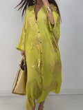 Multi-color Vibrant Gold Printed Shirt Long Dress