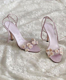 Pink Floral High Heel Sandals
