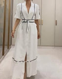 White Elegant Shirt Long Dress