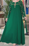 Green Loose Embroidered Long Dress