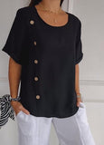 Solid Color Button Embellished Top