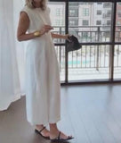 Pure White Sleeveless Slit Dress