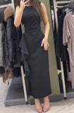 Sleeveless Designer Slim Fit Dress In Black