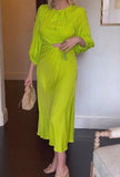 Fluorescent Green Design Sense Midi Dress
