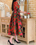 Red Floral Elegant Dress