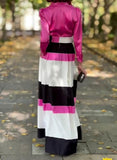 Pink Shirt Patchwork Half Skirt Set