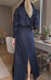 Long Shirt Slit Dress Blue