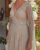 Champagne Glitter Elegant Long Dress