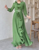 Solid Color Chiffon Maxi Dress