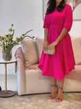 Pure Pink Elegant Midi Dress