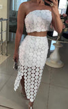 White Circle Half Skirt Two Piece Set