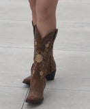 Brown Printed Boots