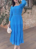 Solid Color Elegant Loose Midi Dress