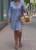 Blue Shirt Short Dress