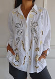 White Gold And Silver Printed Shirt
