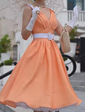 Pure Orange Elegant Dress
