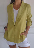 Solid Color Cotton Linen Blazer