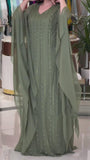 Green Chiffon Glitter Long Dress