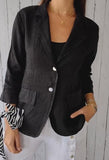 Solid Color Cotton Linen Blazer