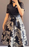 Vintage Printed Lace Black Dress