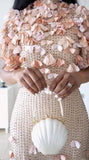 Three-Dimensional Petal Bat-Sleeve Beaded Dress