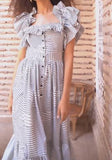 Multi-color Striped Backless Long Dress