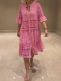 Summer Multicolor Lace Shirt Dress