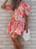 Orange Print Mini Dress