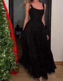 Black Halter Shiny Elegant Dress