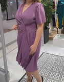 Purple Elegant V-Neck Dress