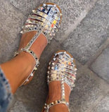 Gold And Silver Studded Sandals