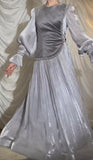 Grey Chiffon Design Long Dress