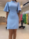 Blue Backless Elegant Short Dress