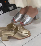 Gold And Silver Heeled Slippers