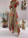 Colorful Printed Flower Long Dress