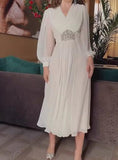 Solid Color Pleated Chiffon Dress