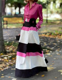 Pink Shirt Patchwork Half Skirt Set