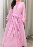 Pure Pink High Neck Elegant Dress