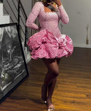 Pink Polka Dot Puffy Dress