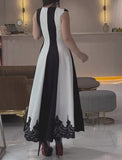 Sleeveless Black And White Elegant Dress