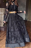 Black Embroidered Printed Maxi Dress