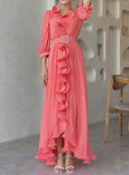 Solid Color Chiffon Maxi Dress