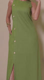 Green Sleeveless Slit Elegant Dress