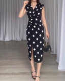 Sleeveless Polka Dot Elegant Dress
