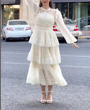 Chiffon Lace Stitching Cake Dress