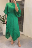 Solid Green Irregular Dress