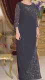 Black Shiny Spliced Long Dress