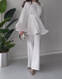 Solid Color Pleated Loose Suit