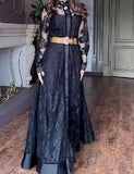 Black Embroidered Printed Maxi Dress